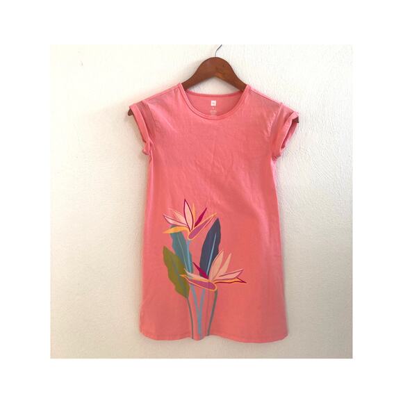 Tea Collection Pink Flower T-Shirt Dress Age 8 - Picture 1 of 11